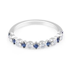 Sapphire Diamond Band in 18 Karat White Gold - mens wedding band
