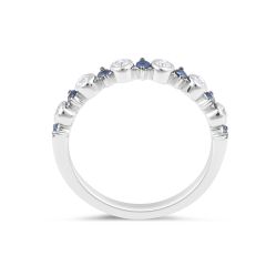 Sapphire Diamond Band in 18 Karat White Gold- womens wedding band