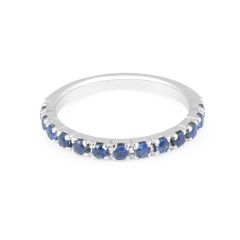 Sapphire Band in 18 Karat White Gold Pave Setting - womens wedding band