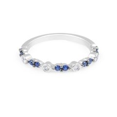 sapphire Diamond Band in 18 Karat White Gold  - womens wedding bands