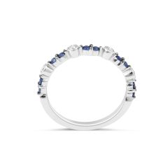 sapphire Diamond Band in 18 Karat White Gold 