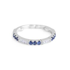  Sapphire Diamond Band in 18 Karat White Gold - womens wedding bands