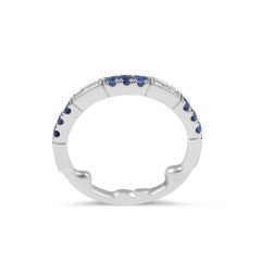 Sapphire Diamond Band in 18 Karat White Gold 