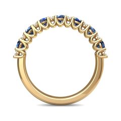 Eternity Sapphire Diamond Wedding Ring Share Prong Setting In 18K Yellow Gold