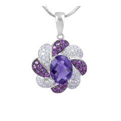 Amethyst, Pink Sapphire and Diamond Pendant 