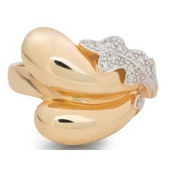 Antique Style Diamond Cocktail Ring Set In 14 Karat Yellow Gold 