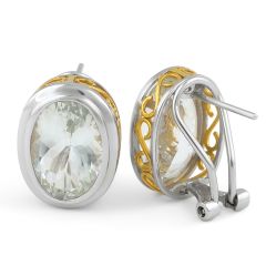 Aquamarine Earring in 14 Karat 2 Tone 