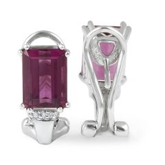Pink Turmaline Diamond Earring in 18 Karat White Gold 