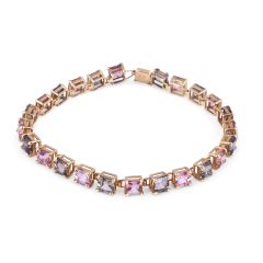Pink and Green Tourmaline Bracelet in 14 Karat Yellow gold 
