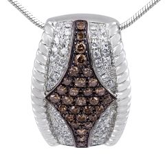 White and Brown Diamond Pendant in 14 Karat White Gold 