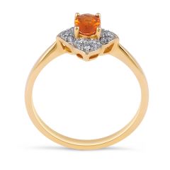 Orange Fire Opal Diamond Ring in 14 Karat Yellow Gold