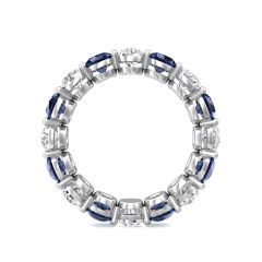 Sapphire and Diamond Full Eternity Wedding Ring Share Prong Setting In 18K White Gold 