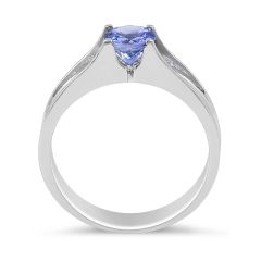 Modern Round Tanzanite Diamond Ring in 18 Karat White Gold Engagement rings 