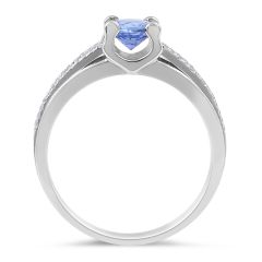 Modern Round Tanzanite Diamond Wedding Rings