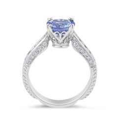 Vintage Style Round Tanzanite Diamond Ring in 18 Karat White Gold  Diamond rings