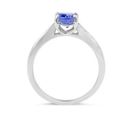 Classic Oval Cut Tanzanite Diamond Ring in 18 Karat White Gold Diamond rings