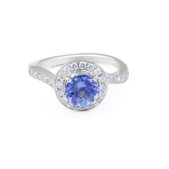 Vintage Style Round Tanzanite Diamond Ring in 18 Karat White Gold  Wedding rings melbourne