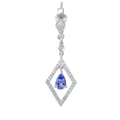 Tanzanite Diamond Drop Earrings in 18 Karat White Gold