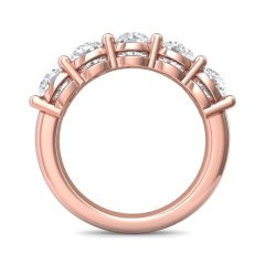 Five Stone Shared Prong Contour Diamond Wedding Ring In 18K Rose Gold