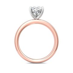Pear Shape Cut Solitaire Diamond Engagement Ring 5 Claw Setting In a Plain Half Round Shape Band-18K Rose