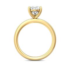 Pear Shape Cut Solitaire Diamond Engagement Ring 5 Claw Setting In a Plain Half Round Shape Band-18K Yellow