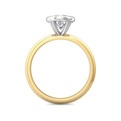 Pear Shape Cut Bezel Setting Diamond Engagement Ring In a Plain Knife Edge Band-18K Yellow