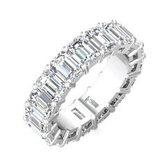 Eternity Ring 17 Stones all Around 8.50CT Emerald Cut Lab Grown Diamonds IGI Certified 