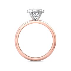 Pear Shape Cut Bezel Setting Diamond Engagement Ring In a Plain Knife Edge Band-18K Rose