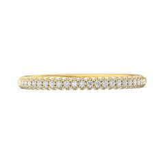 Pave Setting Women's Diamond Wedding Ring Three Row Hand Set In 18K Yellow Gold 