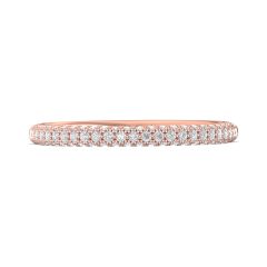 Pave Setting Round Diamond Wedding Ring Three Row Setting In 18K Rose Gold 