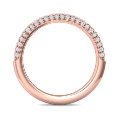 Pave Setting Round Diamond Wedding Ring Three Row Setting In 18K Rose Gold 