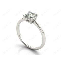 Asscher Cut Classic Four Claws Diamond Engagement Solitaire Ring in Platinum