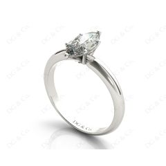 Marquise Cut Classic Six Claw Diamond Engagement Solitaire Ring in 18K White