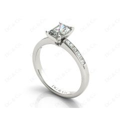 Radiant Cut Diamond Engagement ring with four claws centre stone in Platinum