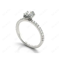Marquise Cut Claw Set Diamond ring with pave set side stone in 18K White