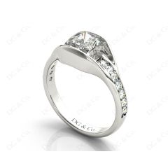Radiant Cut Diamond Ring with Tension set centre stone in 18K White