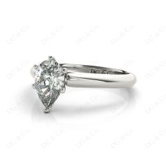Pear Cut Solitaire Diamond Engagement Ring in six claw setting in 18K White