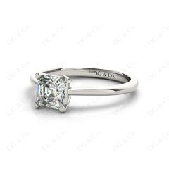 Asscher Cut Classic Four Claws Diamond Engagement Solitaire Ring in 18K White