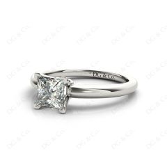 Princess Cut Classic Four Claws Diamond Solitaire Ring in Platinum