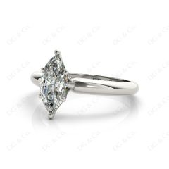 Marquise Cut Classic Six Claw Diamond Engagement Solitaire Ring in 18K White