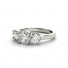 Round Cut Diamond Trilogy Cross Over Ring Setting in 18K White