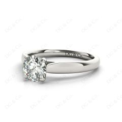 Round Cut Solitaire Four Claws Diamond Engagement Ring in 18K White