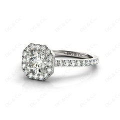 Cushion Square Cut Halo Diamond Engagement Ring with Claw Set Centre Stone in Platinum