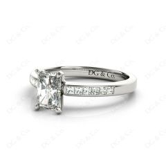 Radiant Cut Diamond Engagement ring with four claws centre stone in 18K White