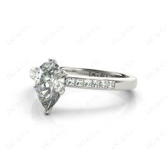 Pear Cut Diamond Engagement ring with six claws centre stone in Platinum