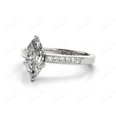 Marquise Cut Diamond Engagement ring with six claws centre stone in Platinum