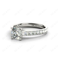 Asscher Cut Diamond Engagement Ring with Four Prong set centre stone in Platinum