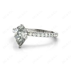 Marquise Cut Claw Set Diamond ring with pave set side stone in 18K White