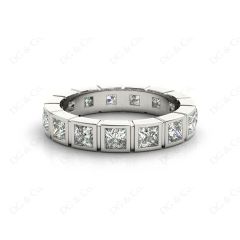 Princess Cut Bezel Set Diamond Eternity Wedding Ring in 18K White
