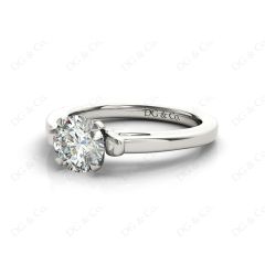 Round Cut Unique Setting Four Claws Diamond Engagement Ring Setting in 18K White